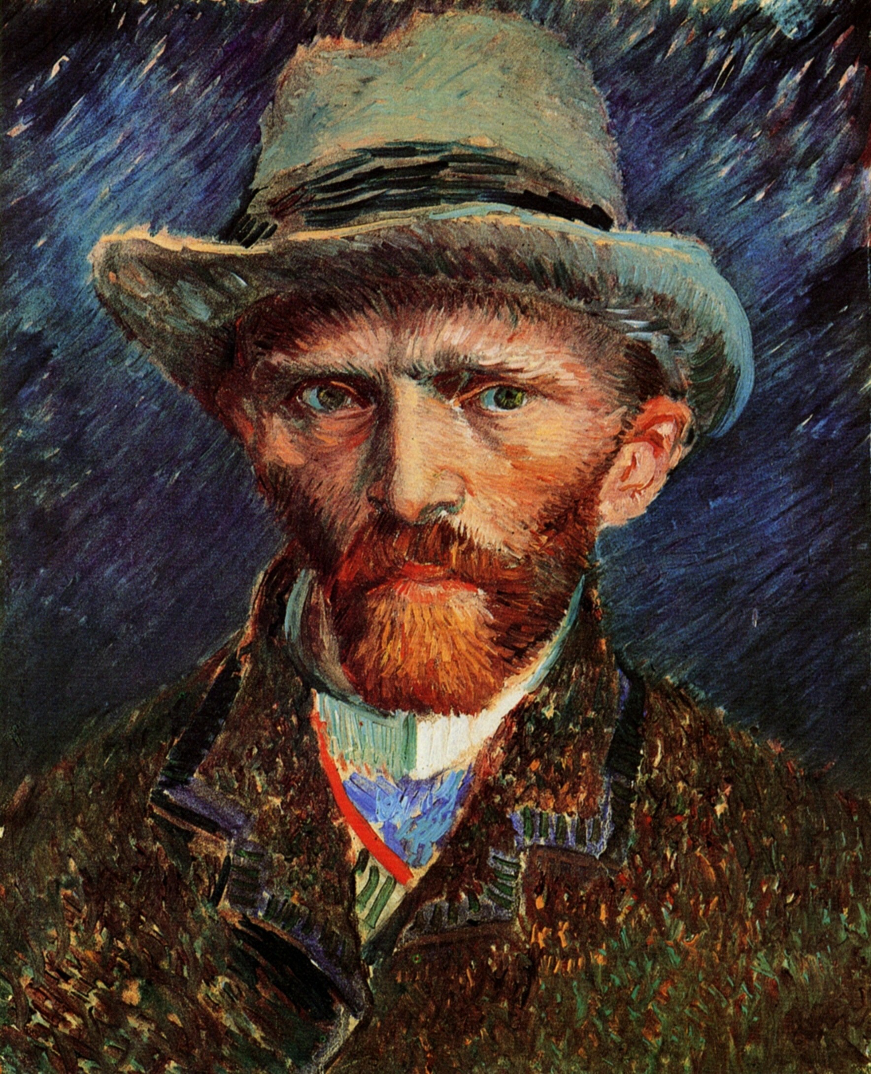 Картина Ван Гога Автопортрет в серой фетровой шляпе 1886-1887